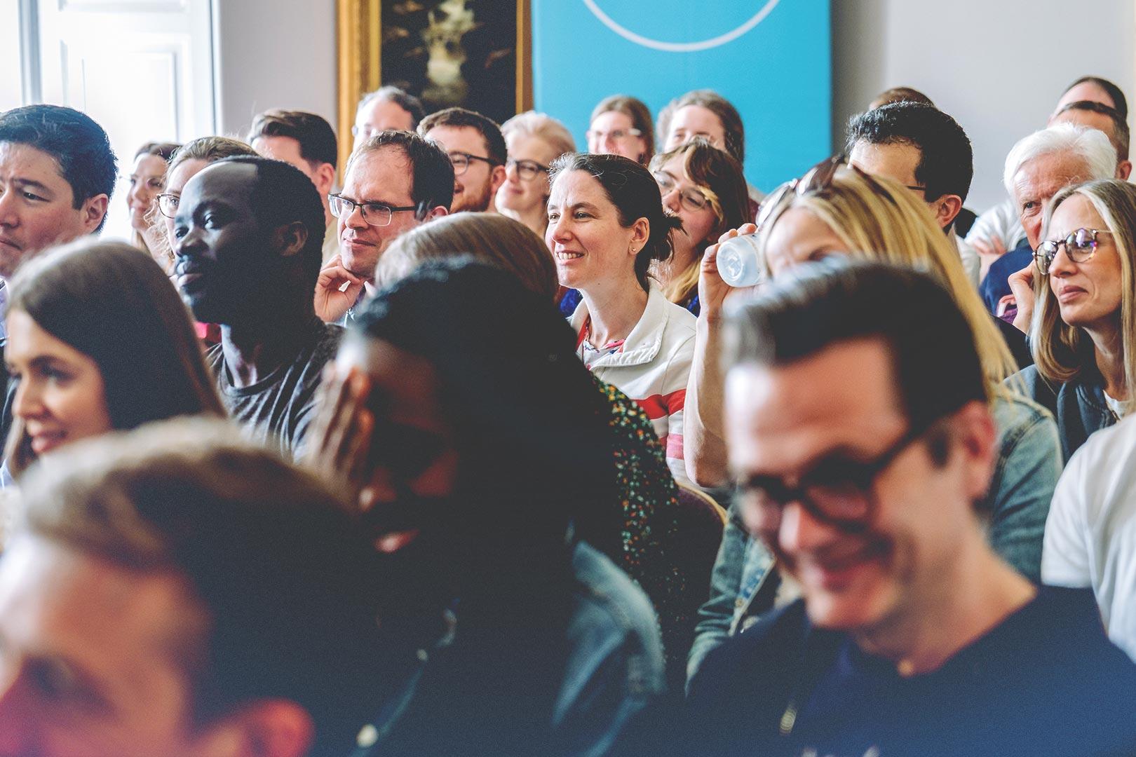 People listening in a track