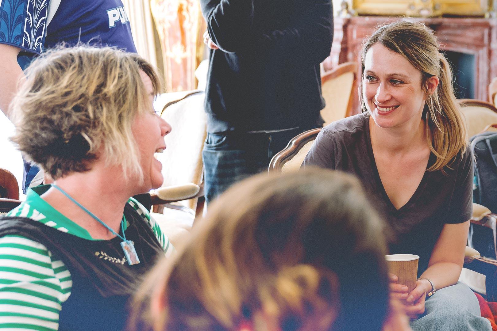Women chatting at a drop-in